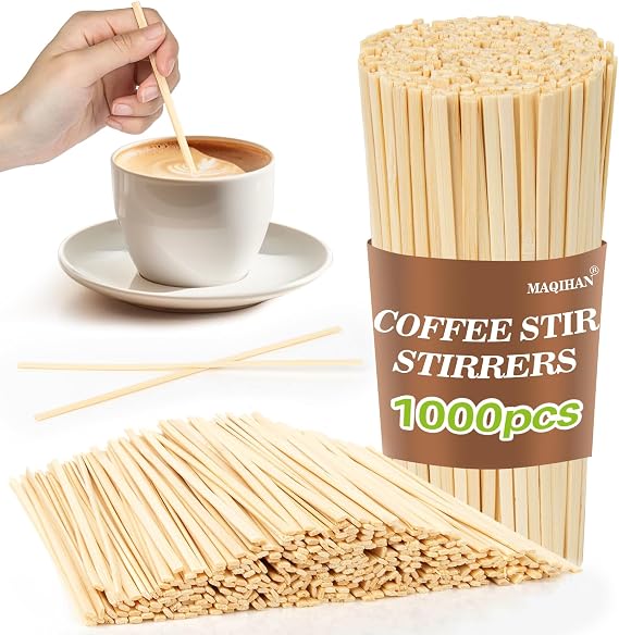 MAQIHAN 1000pcs Wooden Coffee Stirrers - Coffee Stir Sticks Disposable