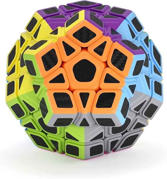 ROXENDA Dodecahedron Cube, Pentagon Speed Cube - Easy Turning & Smooth Play (Carbon Fiber)