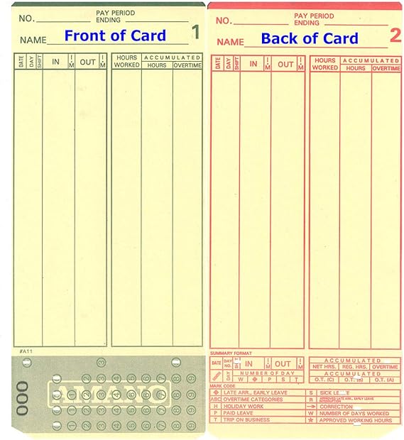WEUANY Cards for The Amano MJR-7000 Time Clock c