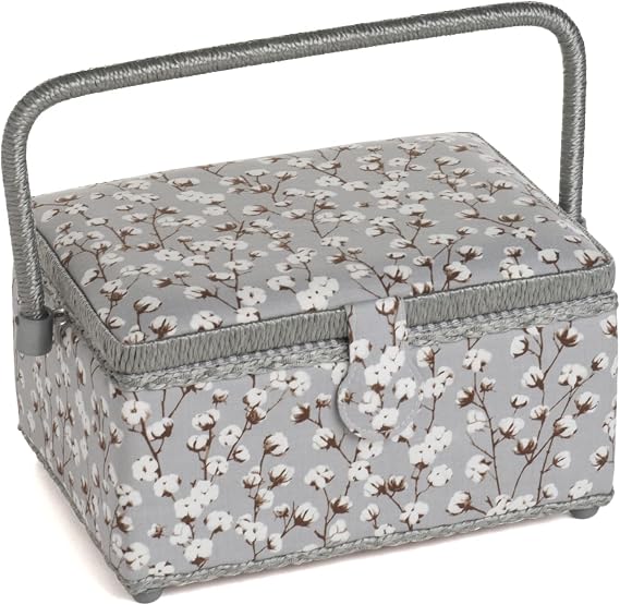 Hobby Gift Medium Sewing Craft Hobby Storage Box, Rectangle, Cotton Plant