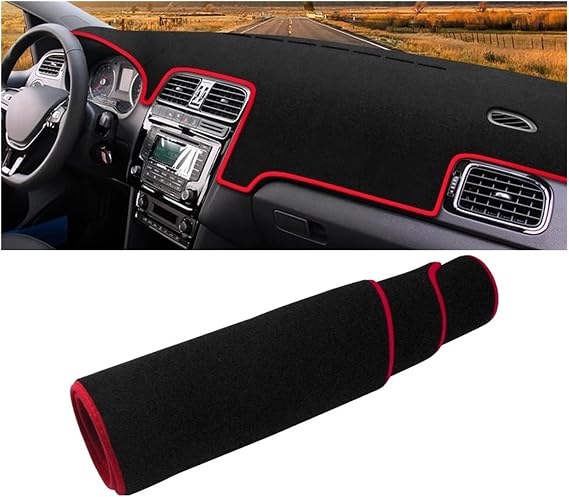 Car Dashboard Anti-Slip Mat for VW Polo 6R 6C 2009 2010 2011 2012 2013 2014 2015 2016,Auto Non-Slip Sun Shade Pad Carpet Car Interior Accessories,B-Red