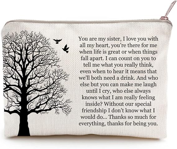 Sister Poem Gift, Sister Gift, Cosmetic Bag, Christmas Gift For Sister, Tote Bag, Makeup Case, Sister Birthday Gift, Birthday Gifts for Women, Makeup Organizer, Travel Bag