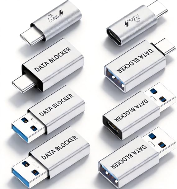 USB Data Blocker & USB C Data Blocker, Type A & Type C Data Blocker Only for Charge, Protect Against Juice Jacking, Refuse Hacking Provide Safe Charging (8 Pack)