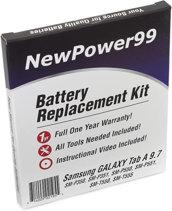 Battery Kit for Samsung GALAXY Tab A 9.7 SM-P350, SM-P351, SM-P550, SM-P551, SM-T550, SM-T555 with Tools, Video and Battery