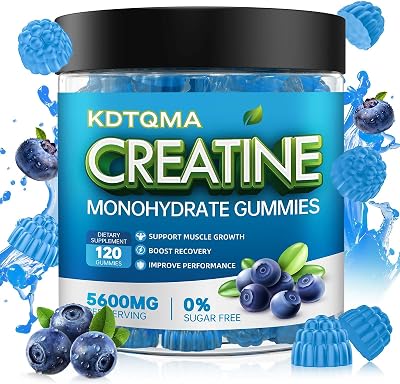 Creatine Monohydrate Gummies for Men & Women 120 CT - 5600mg of Creatine Monohydrate per Serving, Chewable Creatine Monohydrate for Muscle Support & Energy Boost, Sugar Free, Vegan Blueberry Flavor