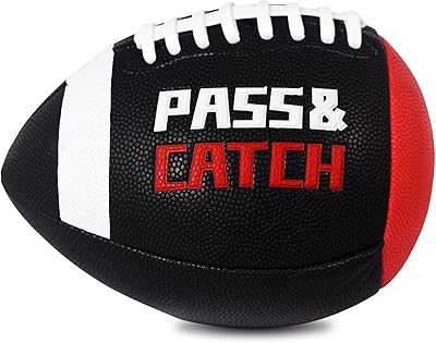 PassCatch Training Football, Peewee Size(Ages 3-9) Kids/Youth (Ages 7-13) Official Size(Ages 13+) Fatherless Bounce Back Leather Football Improving Enhance Solo Passing Catching Skills
