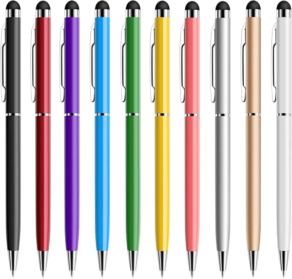 Stylus Pens for Touch Screens,10 Pack Universal 2 in 1 Capacitive Stylus | For iPad iPhone Tablets Samsung Galaxy All Universal Touchscreen Devices