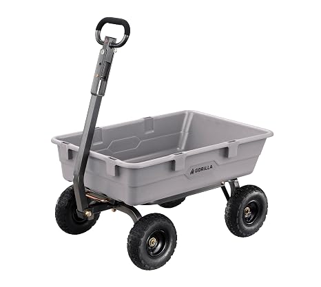 Gorilla Carts Poly Dump Cart, 800 lb. Capacity, 5 Cu Ft, Gray