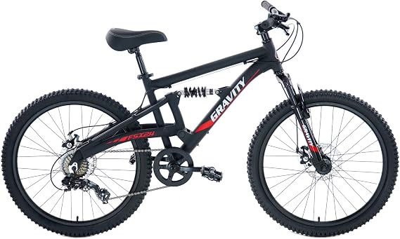 Gravity FSX 24 24 Inch Wheel Mountain Bike Full Dual Suspension 7 Speed Bicycle