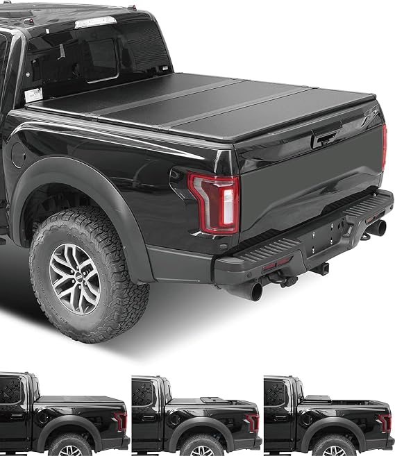 Lyon Cover 5ft / 60.3" Hard Tri-Fold Truck Bed Tonneau Cover for 2005-2015 Tacoma | for Models with or Without The Deck Rail System | LED Lamp | |