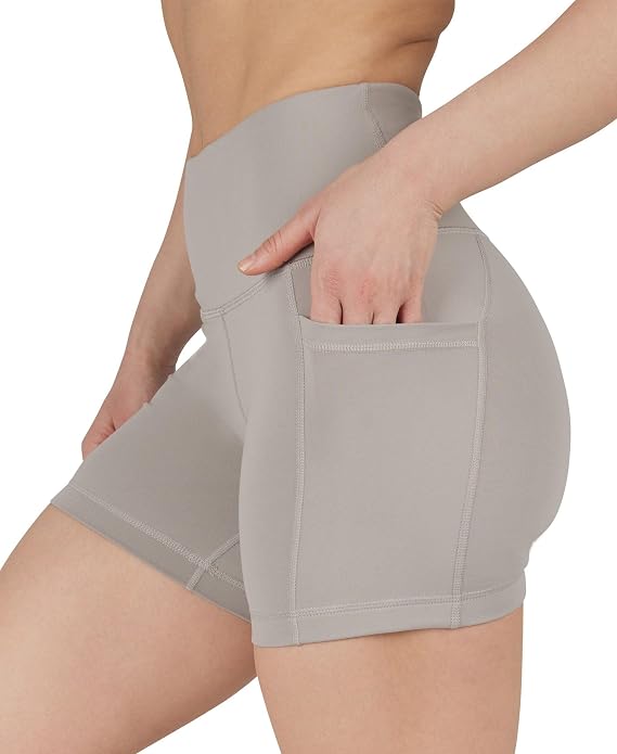 90 Degree By Reflex Womens High Waisted Biker Shorts with Side Pockets Workout Shorts 5, 7, 9
