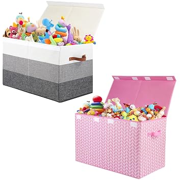 Mayniu Large Toy Box Chest with Divider, Sturdy Toy Storage Organizer Bin Baskets with Lid