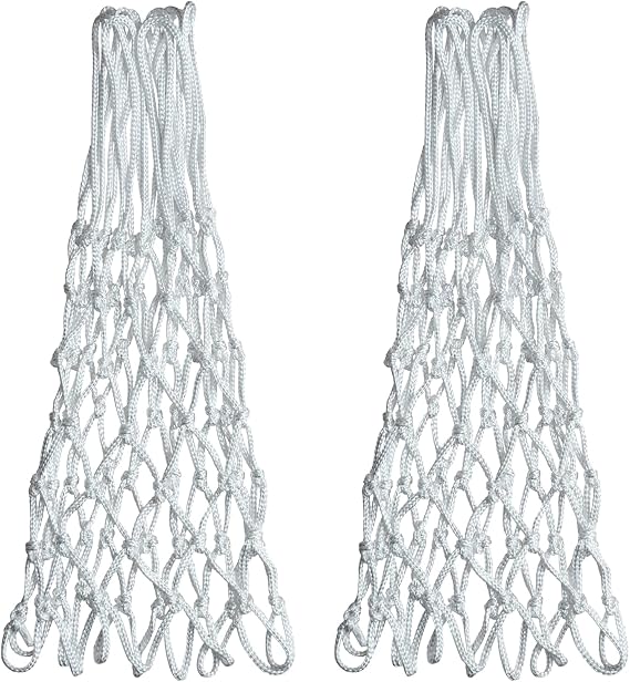 Sanung 2PCS White Basketball Net Replacement 12 Loops 21 inch Professional Anti-Whip with Storage Pouch for Competition Standard Indoor Outdoor All-Weather Thick Mesh Nets