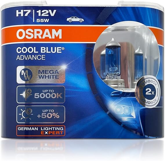 Osram H7 12V 55W 5000K 62210CBA Cool Blue Advanced Auto Lamp Halogen Headlight 2X