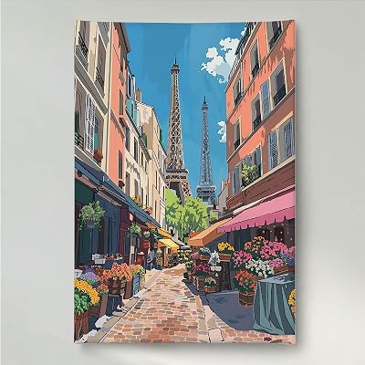 Architecture Diamond Art Kits for Adults, Diamond Painting Flower Pattern with Round Full Drill, 5D Gem Art Painting Mosaic Kits for Adults DIY Hobbies Gifts, Home Wall Decor, 20x26 Inch PjY3725 P-G