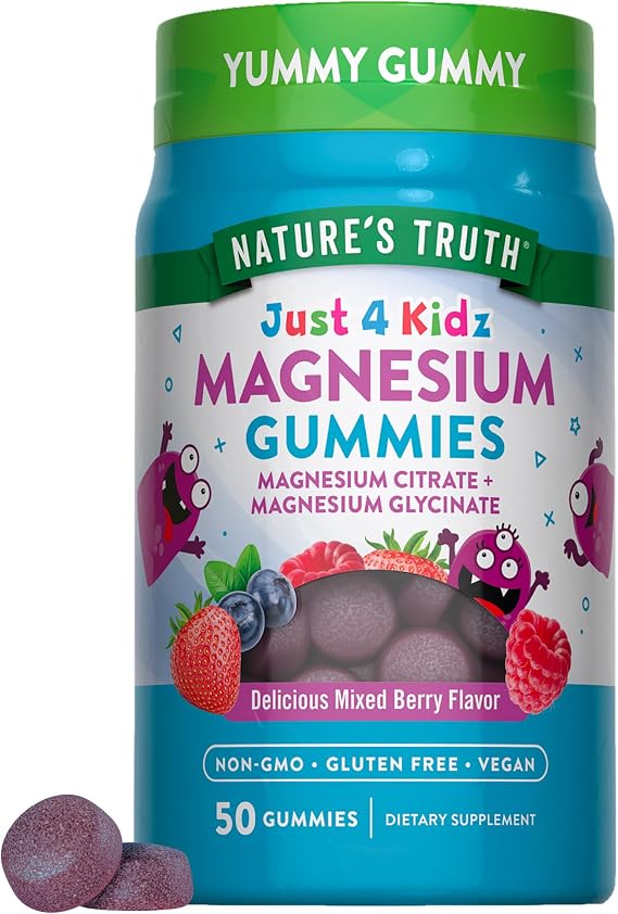 Nature's Truth Magnesium Gummies for Kids | Glycinate & Citrate | 50 Count