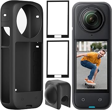 for Insta 360 X4 Silicone Protective Case with Lens Cap, Screen Protector for Insta 360 X4 Accessories, 360 X4 Protective Accessories Kit