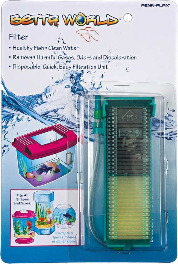 Penn-Plax Small World Aquarium Filter  with a Disposable Media Safe for Freshwater and Saltwater Setups (SWF1)