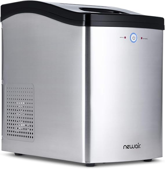 NewAir Nugget Ice Maker, Sonic Speed Countertop Crunchy Ice Pellet Machine 40 lbs. of Ice a Day in Stainless Steel, Self Cleaning Function and BPA-Free Parts - NIM040SS00