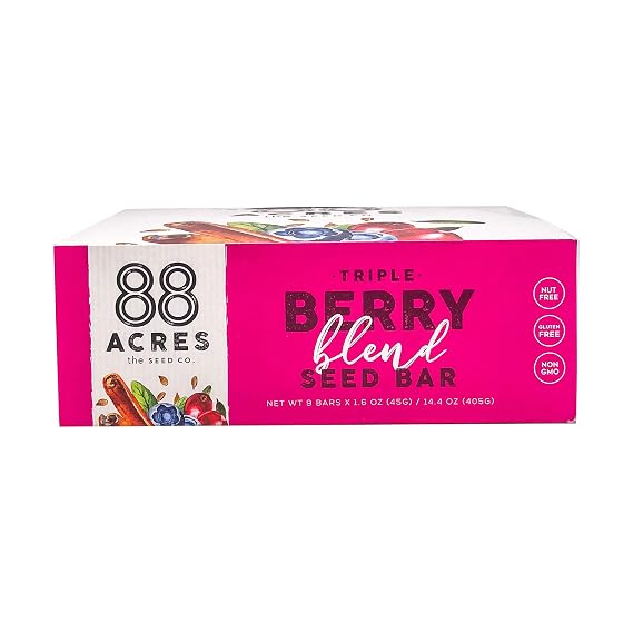 88 Acres Granola Bars, Triple Berry Crumble, 9 Count, School Safe, Allergen Free Seed & Oat Snack Bar, Gluten & Nut Free, Vegan, Non-GMO & Kosher, Individually Wrapped