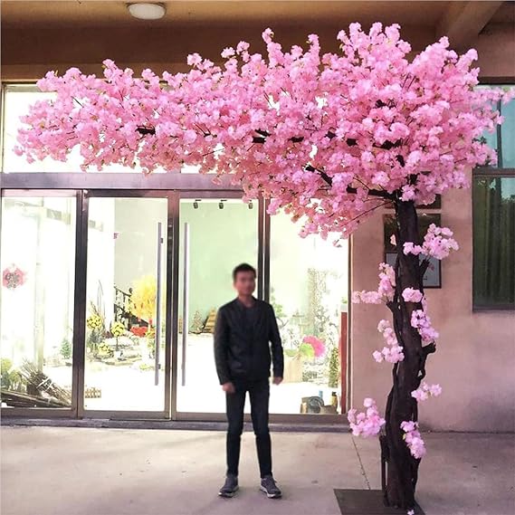 Large Cherry Blossom Plants, Handmade Light Pink Cherry Tree, Outdoor Artificial Plants Wishing Tree, for Wedding Event Indoor Outdoor Party Restaurant Mall Decoration,Pink,2x2m