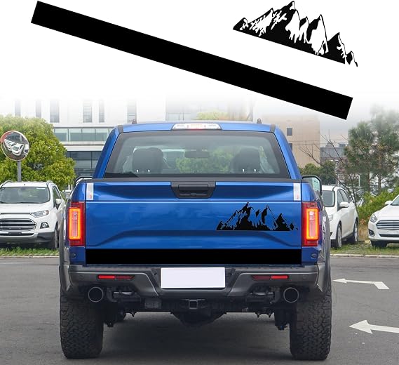 RUIANTE Mountains Graphic Vinyl Truck Tailgate Decal(2PCS,Black