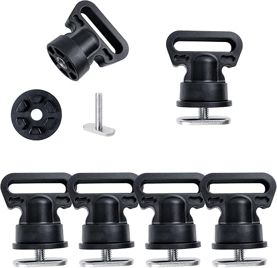 6Pcs Kayak Track Mount Tie Down, Tie Down for Track Mount Track Mount Vertical Tie Down Crate to Track System Kayak Accessories for Securing Cooler, Appropriate Width of 1.2 Inches or Smaller