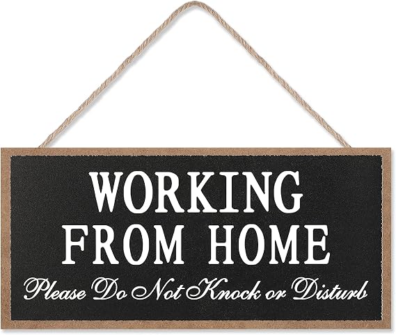 Maitys Working from Home Sign for Front Door, Wood Do Not Disturb