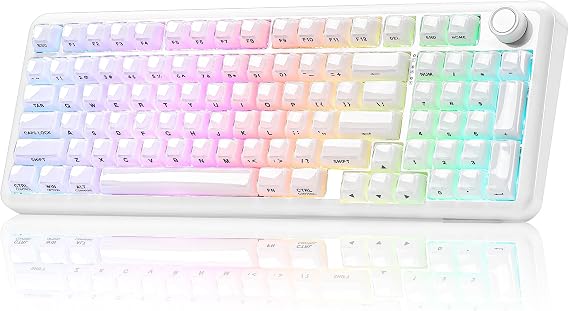 YUNZII X98 96% Wireless Hot Swap Keyboard with Knob (Milky White, Snow)