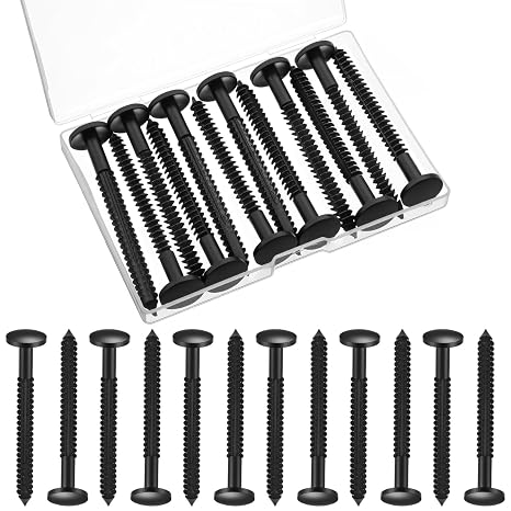Gjinxi 12Pcs Vinyl Shutter Fastener, 3 Inch Plastic Shutter Screws, Window Panel Peg Lok Pin Pegs, Window Shutters Spikes Anchors for Fixing and Installing (Black)