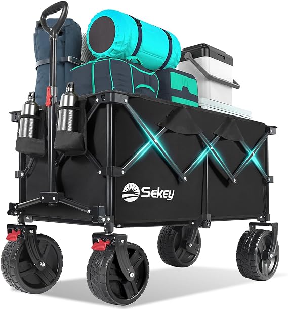 Sekey 220L Beach Wagon, 330 lb Capacity, Foldable, 8 in Wide Wheels