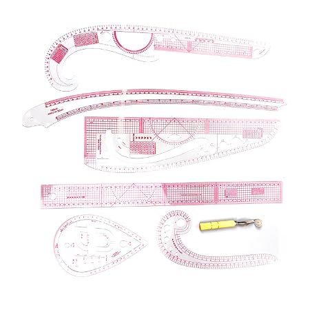 7-Pieces Sewing Rulers Set for Accurate Pattern Making and Fashion Design - Including French Curve and Straight Rulers for Cutting and Measuring