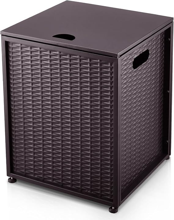 Outdoor Propane Tank Cover - 20 lbs Tank Side Table with Storage, Dual Function for Gas Fire Pit, Grill, Griddle & Stoves