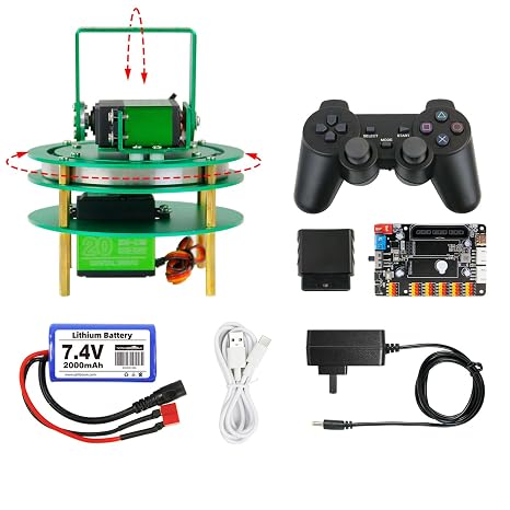 Yahboom 2-DOF Servo Pan-Tilt Kit for DIY Robot, Electric Platform with Metal Servo, Accessories for Camera or Robot Arms Bracket (2DOF Metal servo with Control Board and Handle)