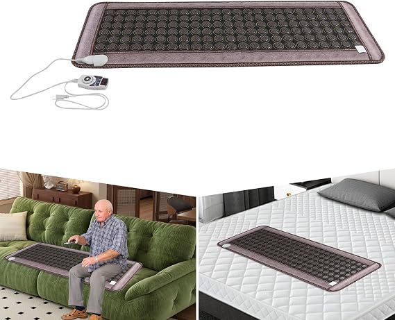 20 x 59 Inch Infrared Heating Pads for Full Back, 138 Pieces Natural Jade Electric Heating Pad for Back Neck Shoulder Fast Pain Relief (Pink)