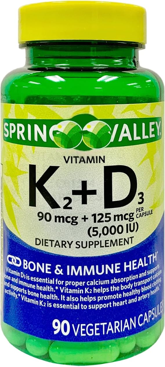 Vitamin K2 + D3 Vegetarian Capsules, Bone & Immune Health, 90 Ct, Pack 01