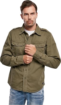 Brandit Men's Vintage Shirt Long Sleeve Olive Size M