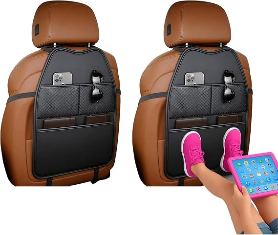 2 pcs Car Seat Kick Mats for VinFast VF6 2025 -, Waterproof Storage Organiser PU Leather Back Seat Protector Anti-Kick Mud Guard Interior Accessories