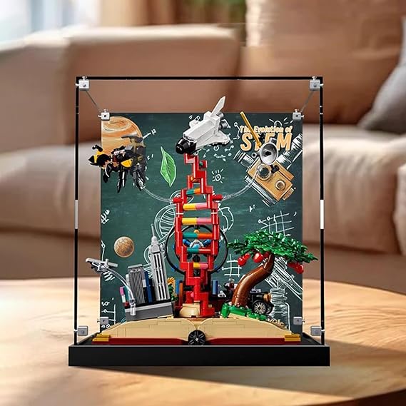 Acrylic Display Case Box Suitable for Lego 21355 Knowledge is Power .Display box Used for Model display dustproof collectible Storage (Model not included. 3mm) (Background)