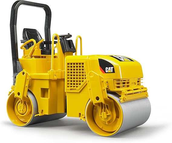 Bruder Toys - Construction Realistic CAT Asphalt Drum Compactor Vehicle with Articulated Steering - Ages 3+