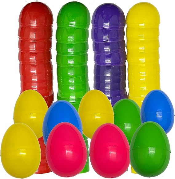 24 Fillable Plastic Easter Eggs Hunt Party Supply Pack - 2.5" Assorted Color Plastic Eggs