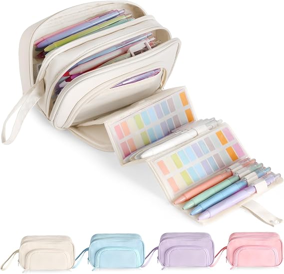 Large Capacity Pencil Case, Cute Pencil Pouch With Pull-Out Compartments