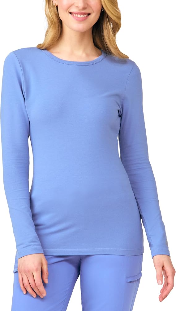 White Cross Womens Slim Fit Long-Sleeve Crew-Neck Stretchy Soft Underscrub Tee for Versatile Layering 205