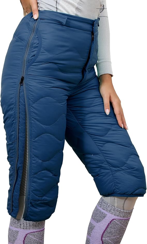 Unisex 90/10 Duck Down Insulated Shorts with Full-Length Side Zipper Puffer Ski Inner & Outer Shorts for Winter