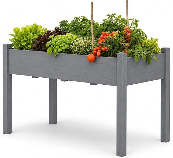 30" H Raised Garden Bed with Legs, Fir Wood Elevated Garden Bed Planter Box