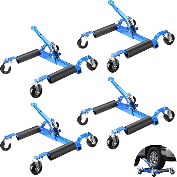 Car Dolly Set of 4 with Tire Jack, 6000 LBS Wheel Dolly for Vehicle Moving