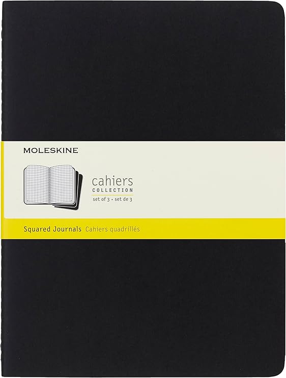 Moleskine Cahier Journal, Soft Cover, Large (5" x 8.25") Ruled/Lined, Black, 80 Pages (Set of 3)