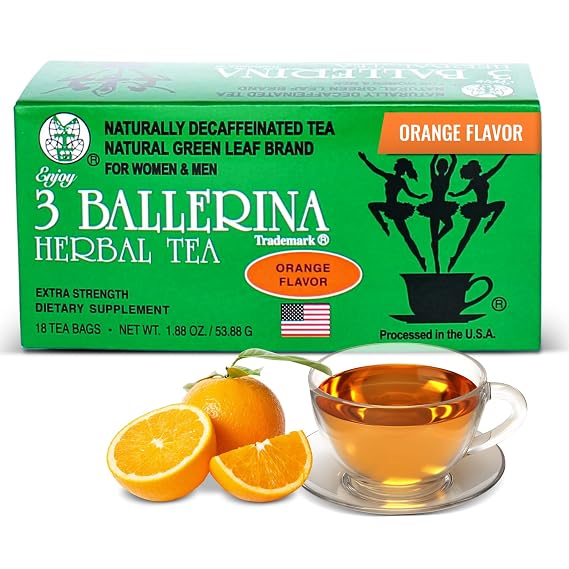 3 Ballerina Diet Tea Extra Strength Orange-Flavor Herbal Tea Bags for Digestive Comfort and Weight Maintenance Pack of 1 (18 Count)