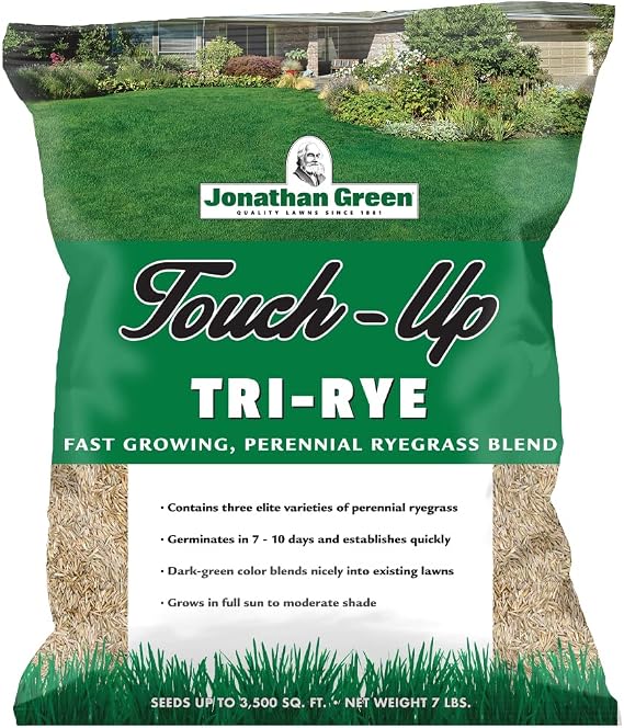 Jonathan Green (12140) Touch-Up TRI-RYE Perennial Ryegrass Grass Seed - Cool Season Lawn Seed (7 lb)
