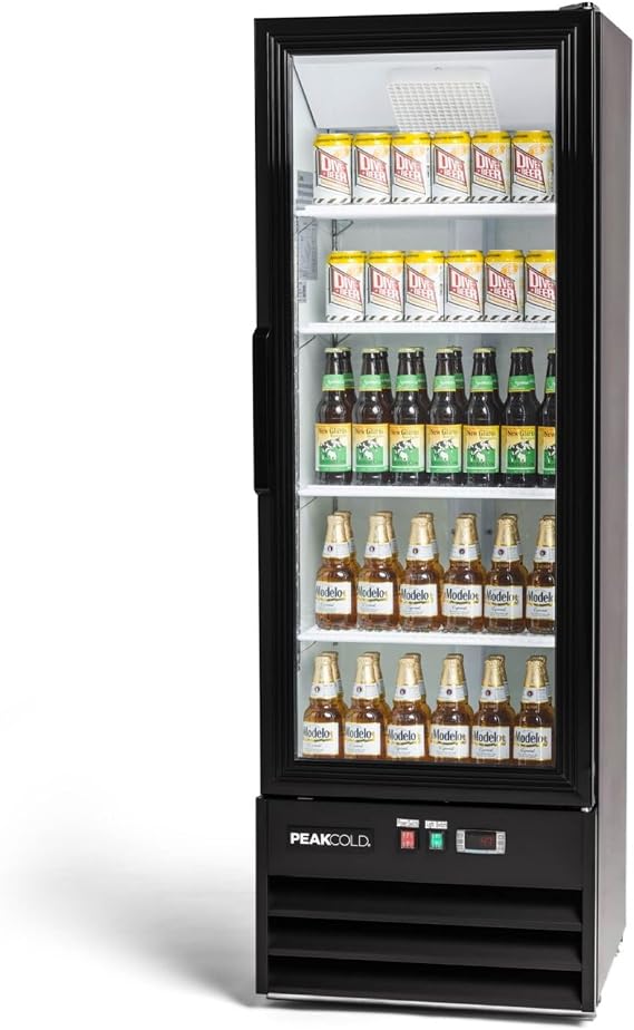 PEAKCOLD Display Refrigerator, 9.1 Cu Ft Small Glass Door Merchandiser
